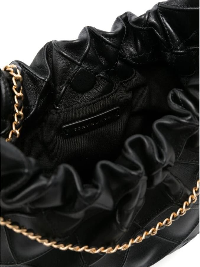 TORY BURCH Schoudertas van generfd leer met dubbel T-motief Black Dames - Foto 4
