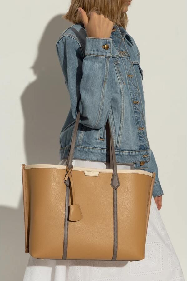 TORY BURCH Totes & shoppers Perry Color-Block Shopper Bag Leather Brown in bruin - Foto 8