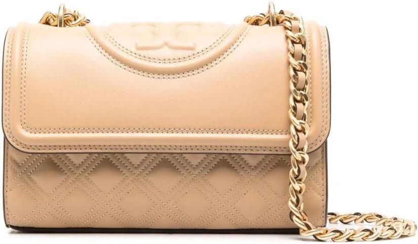 TORY BURCH Kleine Beige Leren Schoudertas Fleming Beige Dames - Foto 13