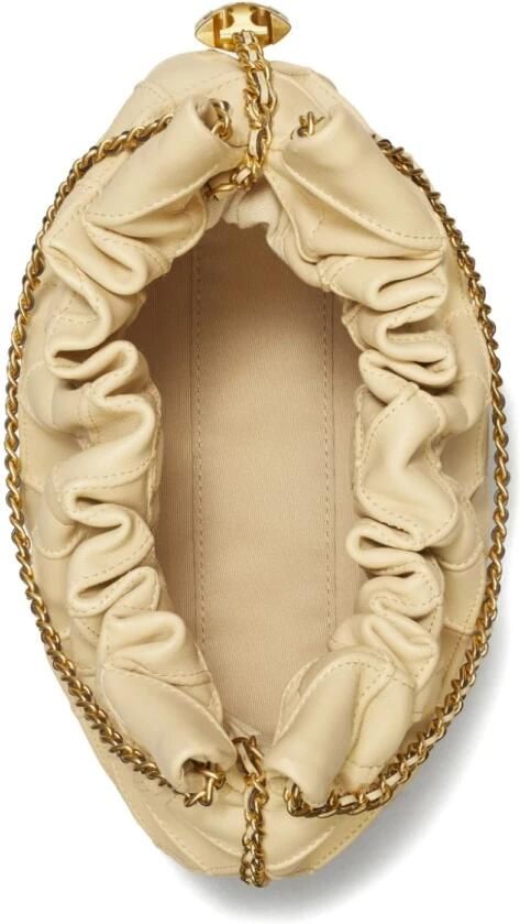 TORY BURCH Leren tas met diamantpatroon en kettingen Beige Dames - Foto 13