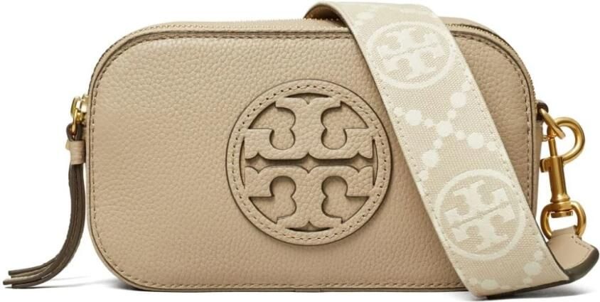 TORY BURCH Beige Leren Schoudertas met Double T Motief Beige Dames - Foto 13