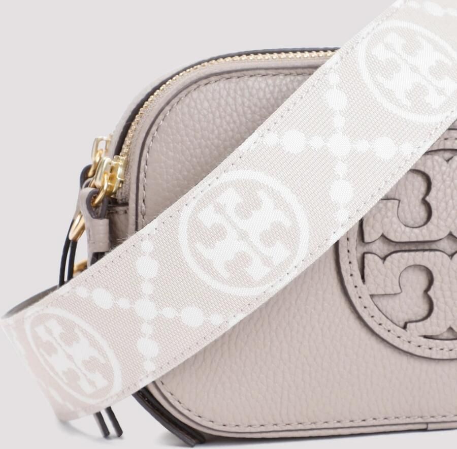 TORY BURCH Beige Leren Schoudertas met Double T Motief Beige Dames - Foto 2