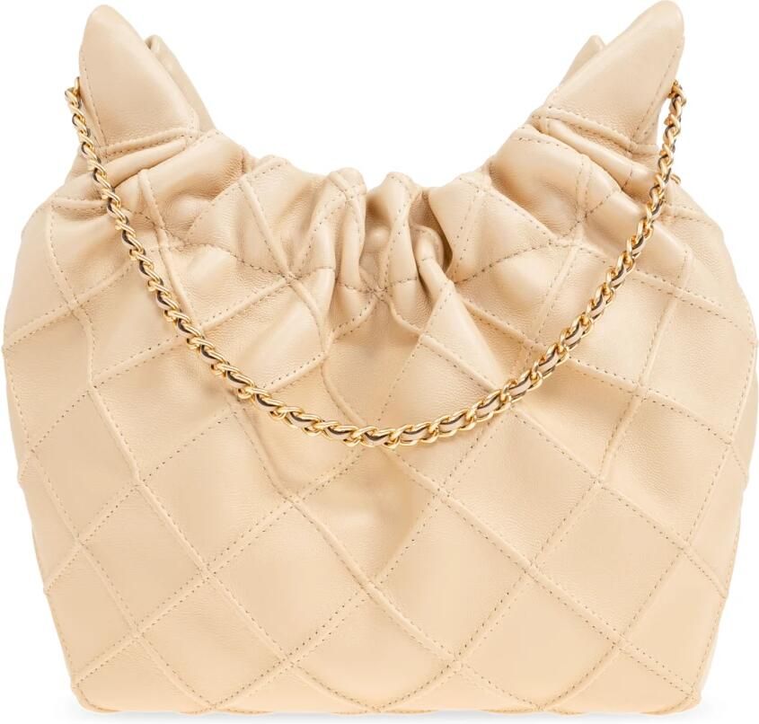 TORY BURCH Leren tas met diamantpatroon en kettingen Beige Dames - Foto 2