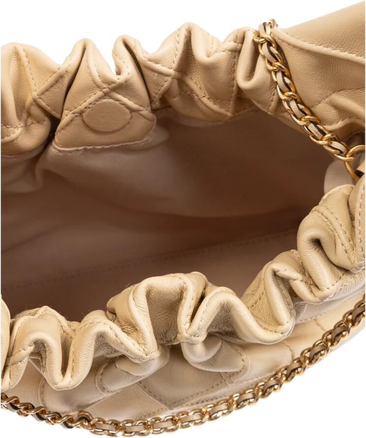 TORY BURCH Leren tas met diamantpatroon en kettingen Beige Dames - Foto 4