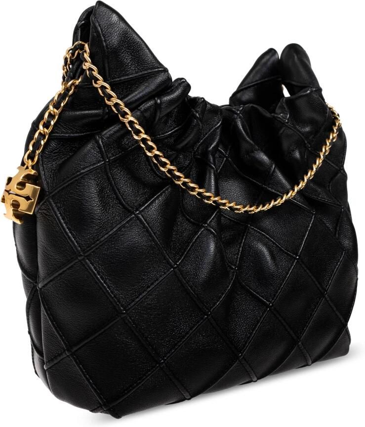 TORY BURCH Schoudertas van generfd leer met dubbel T-motief Black Dames - Foto 3