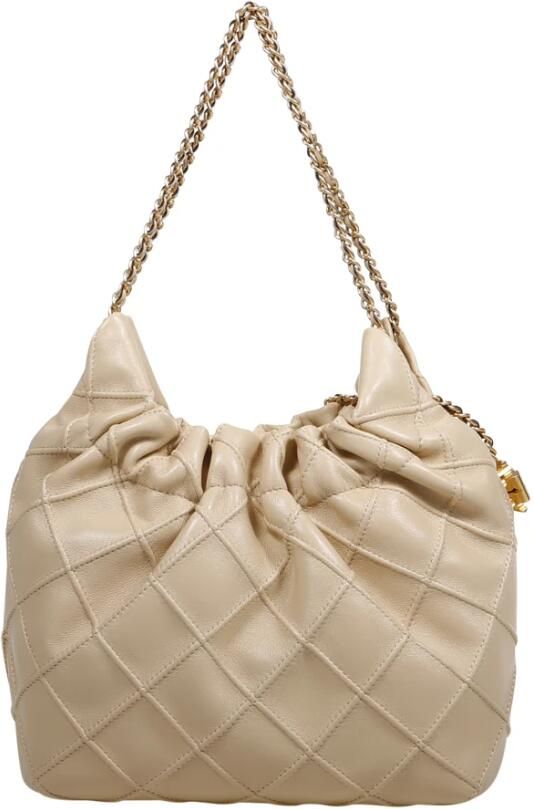 TORY BURCH Leren tas met diamantpatroon en kettingen Beige Dames - Foto 12