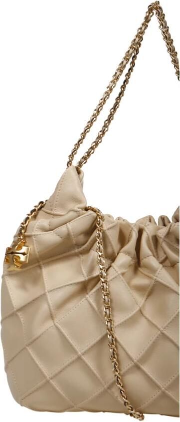 TORY BURCH Leren tas met diamantpatroon en kettingen Beige Dames - Foto 15