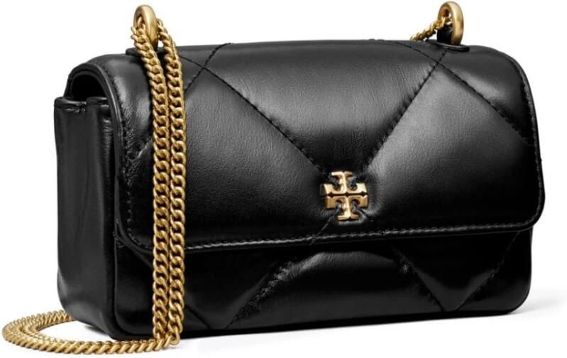 TORY BURCH Gewatteerde leren mini tas met metalen logo Black Dames - Foto 13