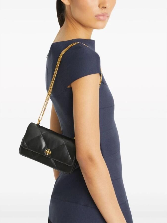 TORY BURCH Gewatteerde leren mini tas met metalen logo Black Dames - Foto 7