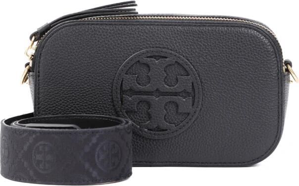 TORY BURCH Zwarte Leren Schoudertas met Dubbele Ritssluiting Black Dames - Foto 7