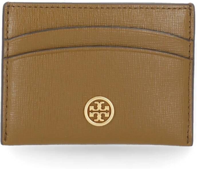 TORY BURCH Stijlvolle Saffiano Leren Kaarthouder Brown Dames