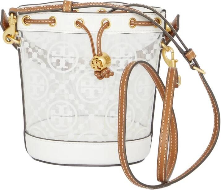 TORY BURCH Witte T Monogram Bucket Tas Wit Dames