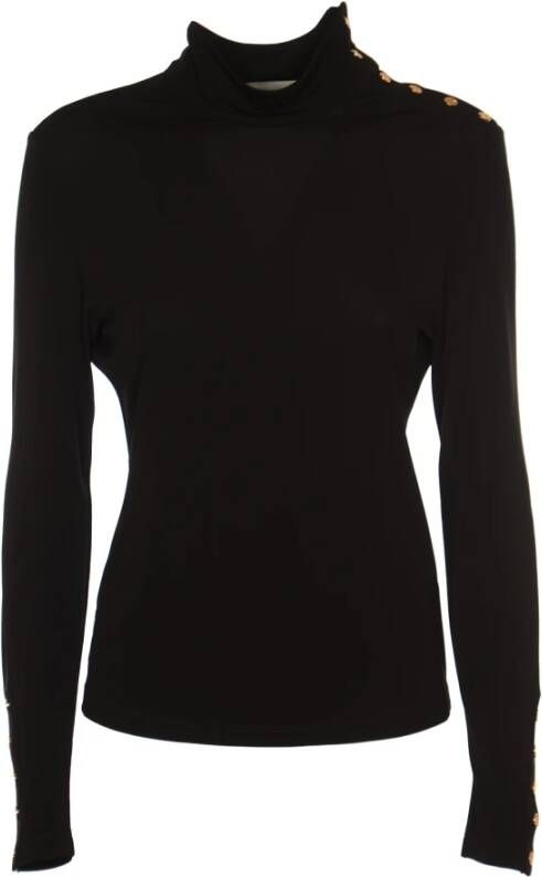 TORY BURCH Zwarte Jersey Turtleneck Sweaters Zwart Dames