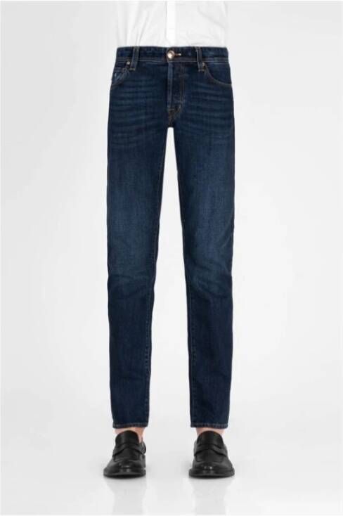 Tramarossa Leonardo Denim Jeans met Gearticuleerde Zilveren Knopen Blue Heren