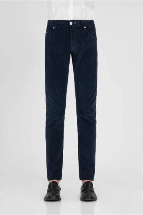 Tramarossa Fluweel Corduroy Slim Fit Jeans Marineblauw Blue Heren