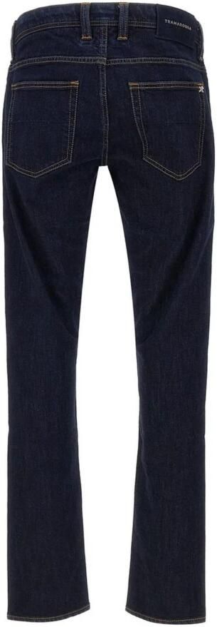 Tramarossa Donkerblauwe Stretch Katoenen Jeans met Suède Patch Blue Heren - Foto 4