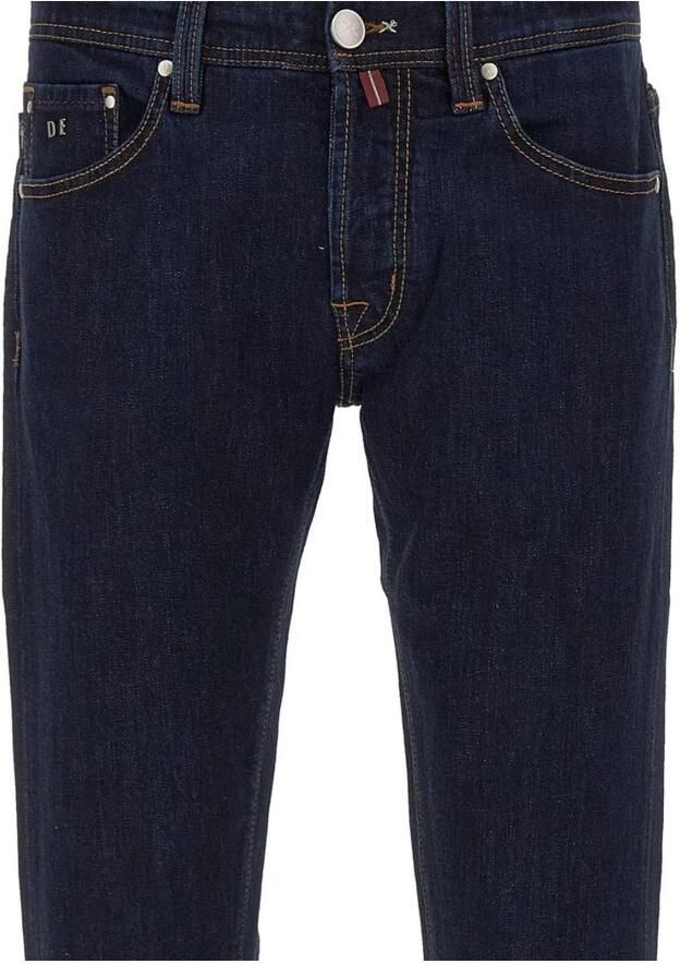 Tramarossa Donkerblauwe Stretch Katoenen Jeans met Suède Patch Blue Heren - Foto 2