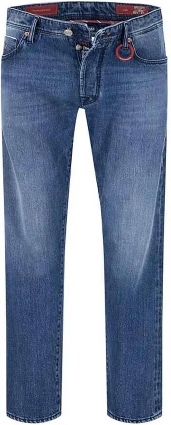 Tramarossa Verwijderbare Initialen Selvedge Jeans met Leren Label Blue Heren