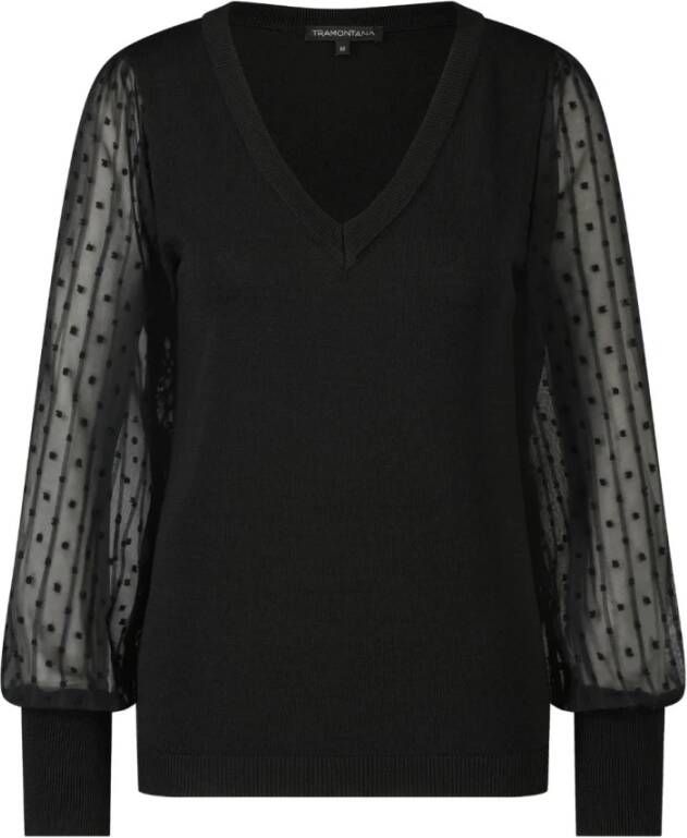 Tramontana pullover V-Neck Fancy Sleeves Q08-09-601 9000 Zwart Dames