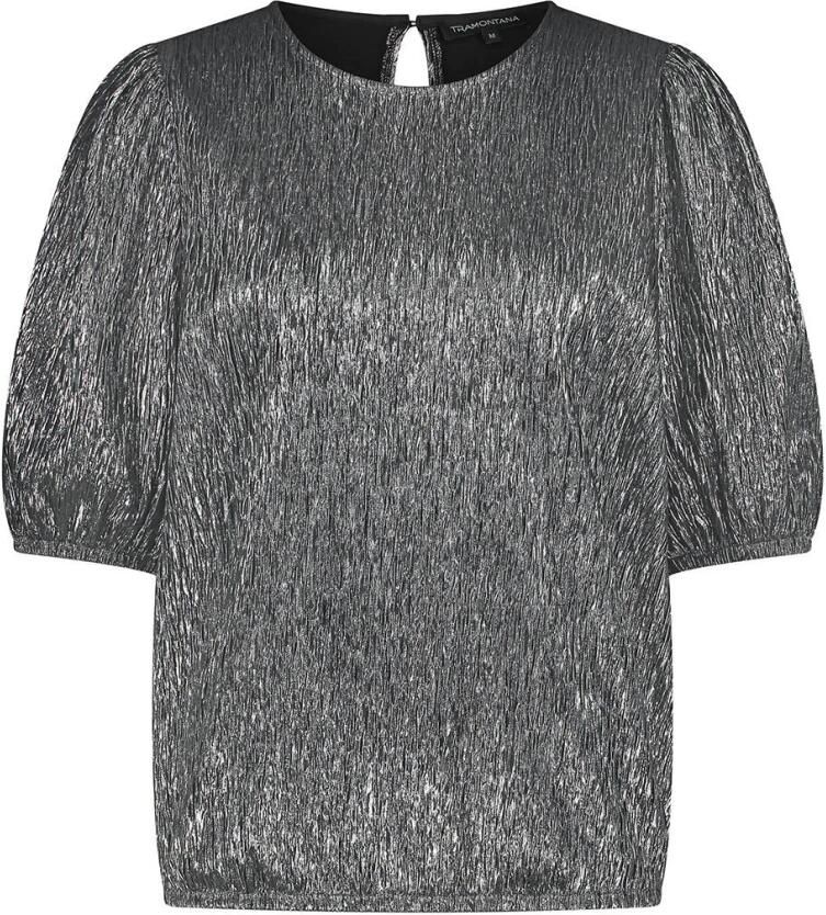 Tramontana Fancy Crinkle Korte Mouw Top Gray Dames