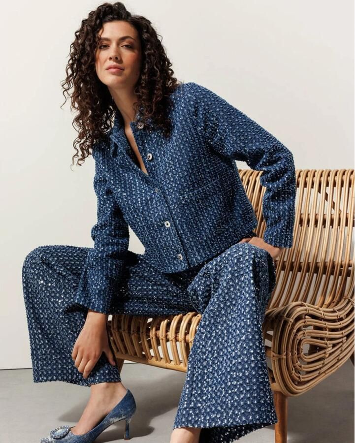 Tramontana Paillet Denim Broek Blue Dames - Foto 5