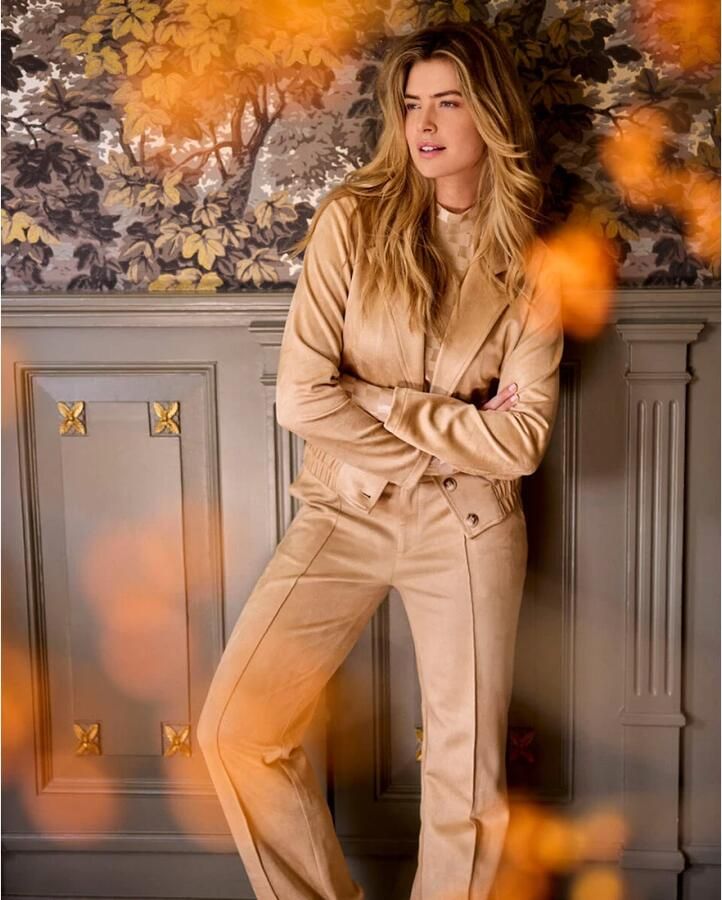 Tramontana regular fit broek Trousers Flared Suedine taupe - Foto 2