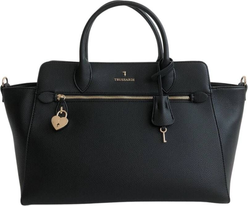 Trussardi handtas gehamerd met schouderriem Zwart Dames