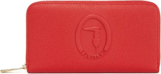 Trussardi Iris zip rond portfolio Rood Dames