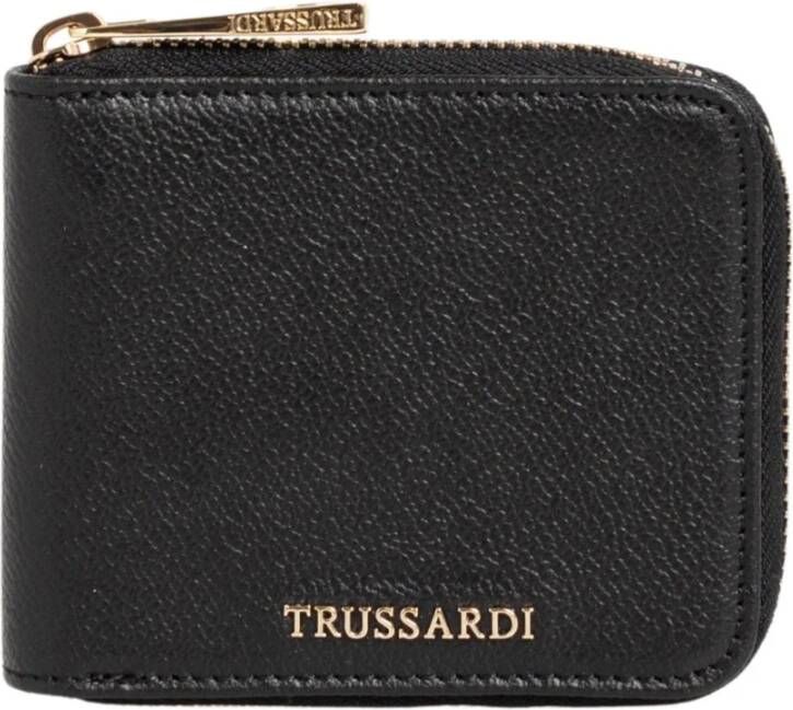 Trussardi Zwarte Leren Portemonnee met Zijopening Black Dames
