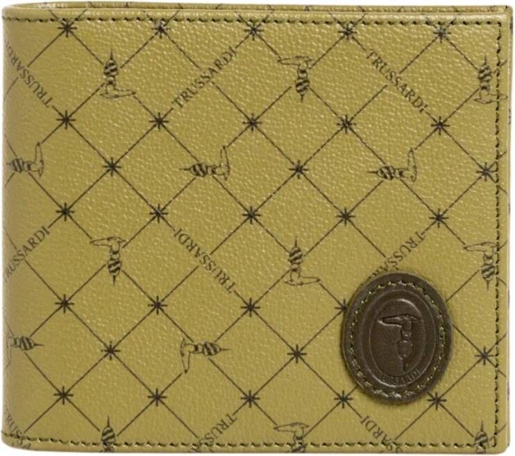 Trussardi Elegante groene Crespo lederen portemonnee met monogram Green Heren