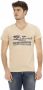 Trussardi Beige V-hals T-shirt met Elegant Frontprint Beige Heren - Thumbnail 1