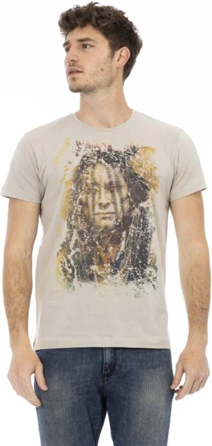 Trussardi Beige Katoenen T-Shirt met Frontprint voor Heren Beige Heren