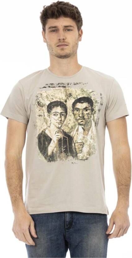 Trussardi Beige Katoenen T-Shirt met Voorprint Beige Heren