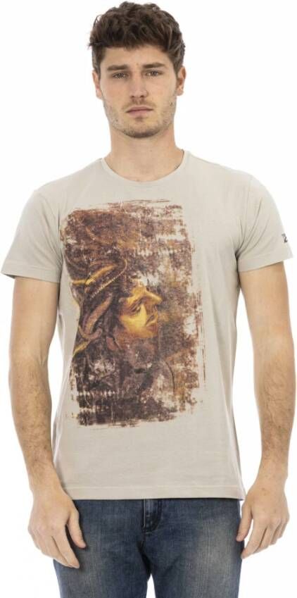 Trussardi Beige Ronde Hals Tee met Front Print Beige Heren