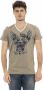 Trussardi Groen V-hals T-shirt met Frontprint Green Heren - Thumbnail 1