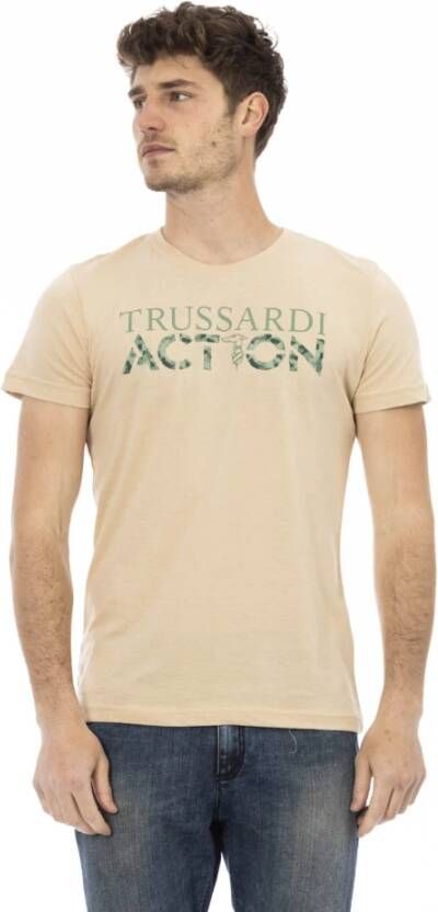 Trussardi Beige Katoenen T-Shirt met Voorkant Print voor Mannen Beige Heren