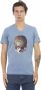 Trussardi Chique lichtblauw V-hals T-shirt met frontprint Blue Heren - Thumbnail 1