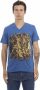Trussardi Blauw Katoenen V-Hals T-Shirt met Voorkant Print Blue Heren - Thumbnail 1