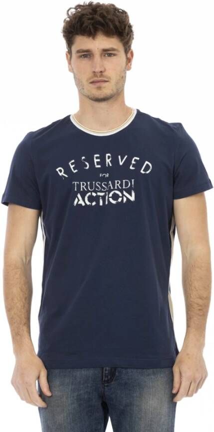 Trussardi Elegant Blauw Artistiek T-shirt Blue Heren