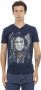 Trussardi Casual V-hals T-shirt met Front Print Blue Heren - Thumbnail 1