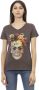Trussardi Bruine Katoenen V-Hals T-Shirt met Voorkant Print Brown Dames - Thumbnail 1