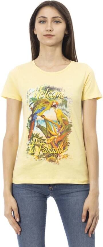 Trussardi Gele Katoenen T-shirt met Voorkant Print Yellow Dames
