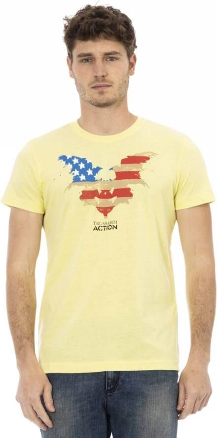 Trussardi Gele Heren T-Shirt met Voorkant Print Yellow Heren