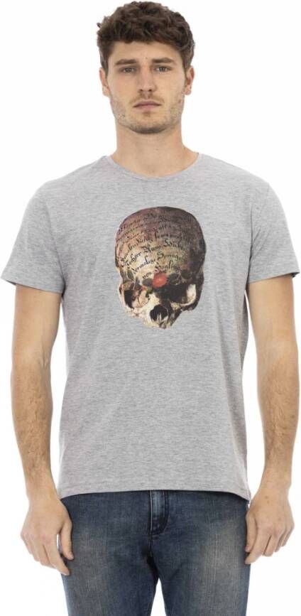 Trussardi Grijze Katoenen T-shirt met Voorkant Print Gray Heren