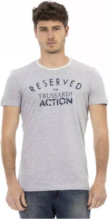 Trussardi Action Grijs Katoenen T-Shirt met Voorkant Print Gray Heren