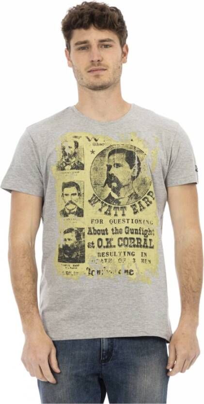 Trussardi Action Grijs Katoenen T-Shirt met Voorkant Print Gray Heren