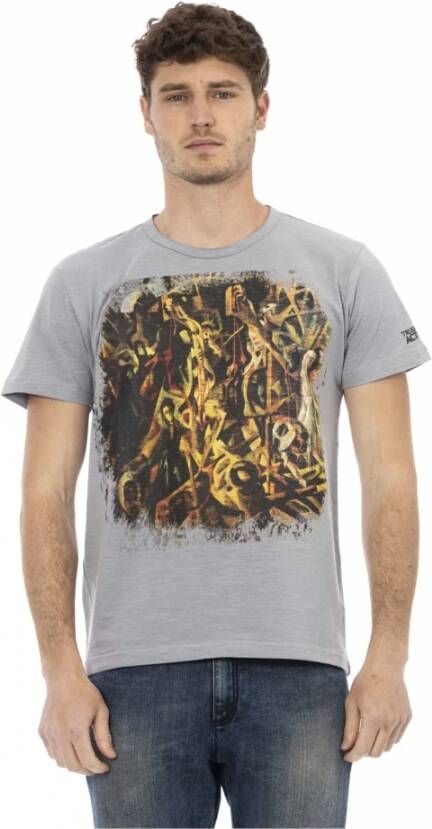 Trussardi Grijze Katoenen T-Shirt met Frontprint Gray Heren
