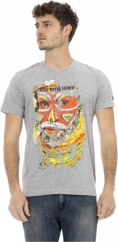 Trussardi Grijze Katoenen T-shirt met Frontprint Gray Heren