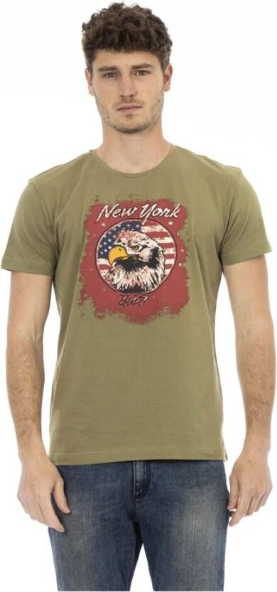 Trussardi Casual T-shirt met ronde hals Green Heren