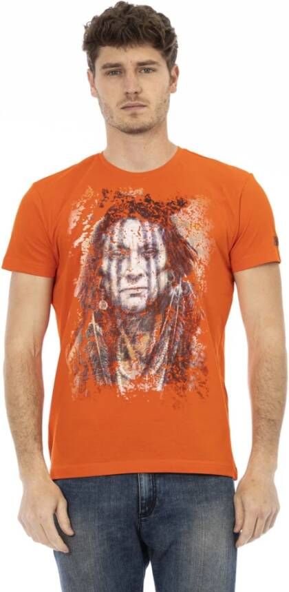 Trussardi Stijlvolle Oranje V-Hals Katoenen T-Shirt Orange Heren
